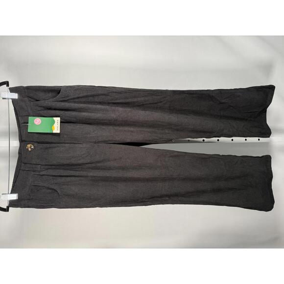 NWT Halara Mid Rise Pockets Straight Leg Corduroy Casual Pants Black Size M - Picture 2 of 11